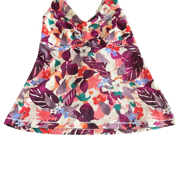 ATHLETA Tropical Daybreak Triangle Tankini Top in Pink Multi - Picture 6 of 10